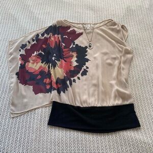 Vintage Guess Floral Print Silky One Sleeve Blouse